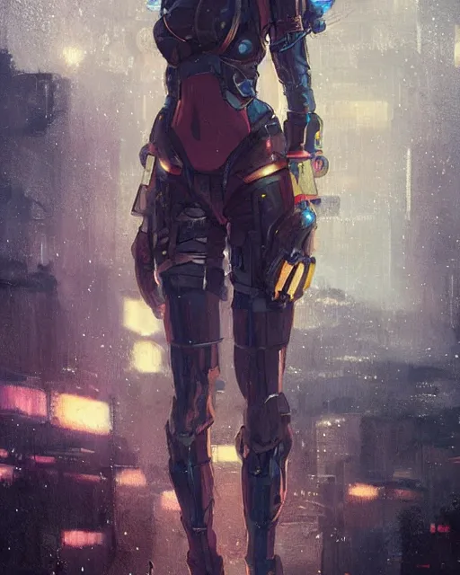 Prompt: full body portrait of anime girl in mechanic armor in night tokyo by greg rutkowski, perfect face, fine details
