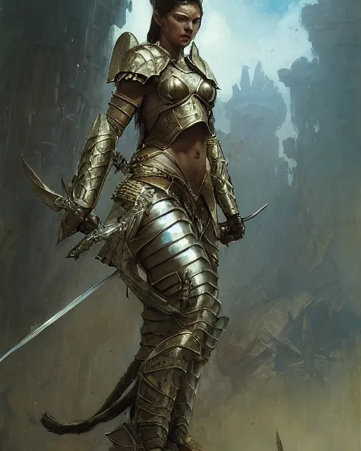 Prompt: a fierce warrior princess in full armor, fantasy character portrait by greg rutkowski, gaston bussiere, craig mullins, simon bisley