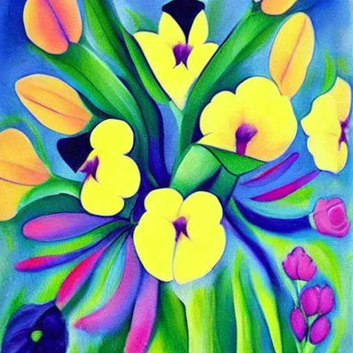 Image similar to A beautiful painting of flowers by Georgia O\'Keeffe