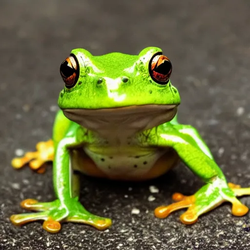 Image similar to An old photo of a sophisticated frog in a nice suit, he is totally lost and looking around