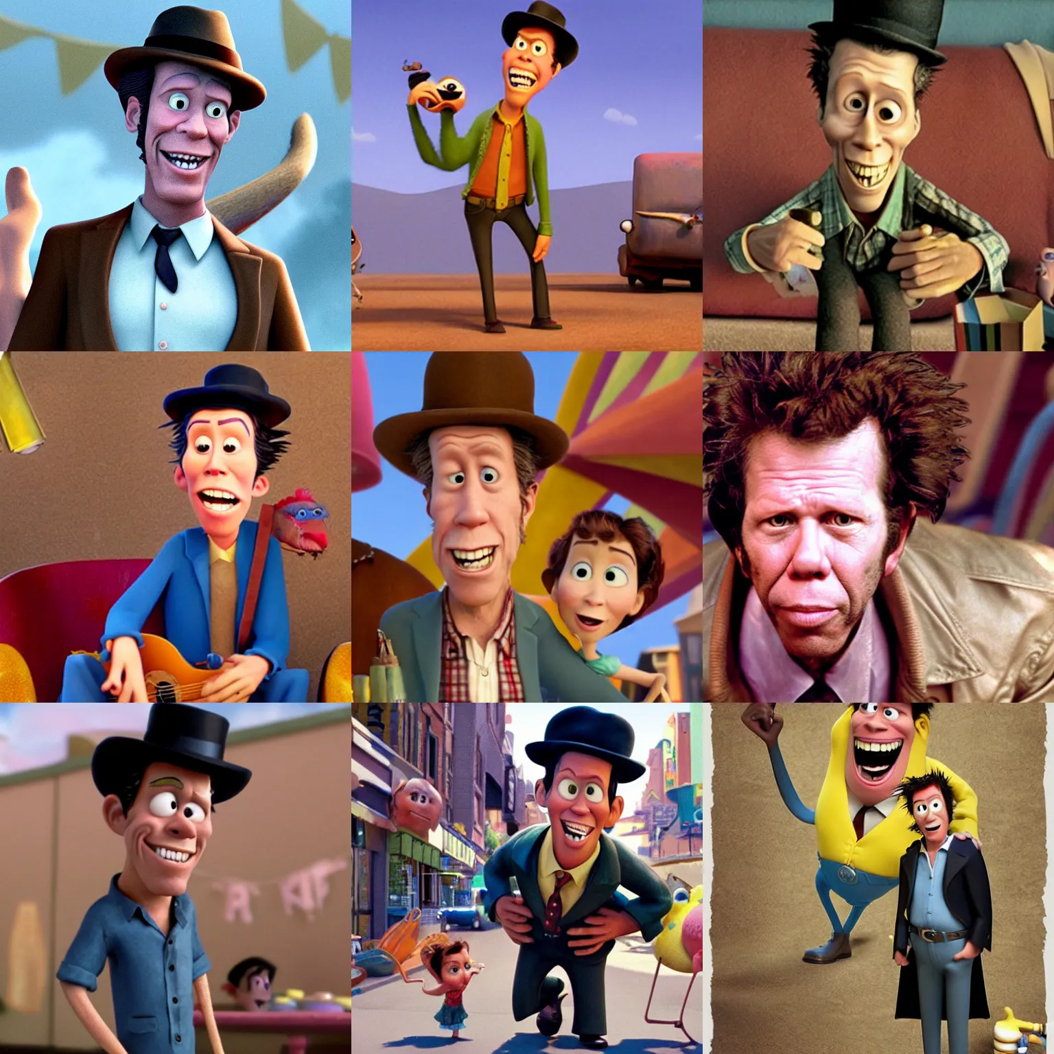 Prompt: tom waits in a pixar movie, very detailed, high quality,