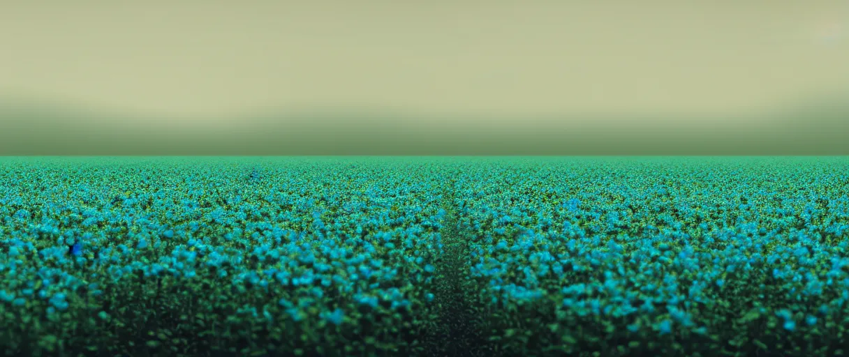 Prompt: hyperrealist highly detailed neo-baroque flowery foggy field concept art pascal blanche key sage dramatic teal lighting 8k wide angle shallow depth of field