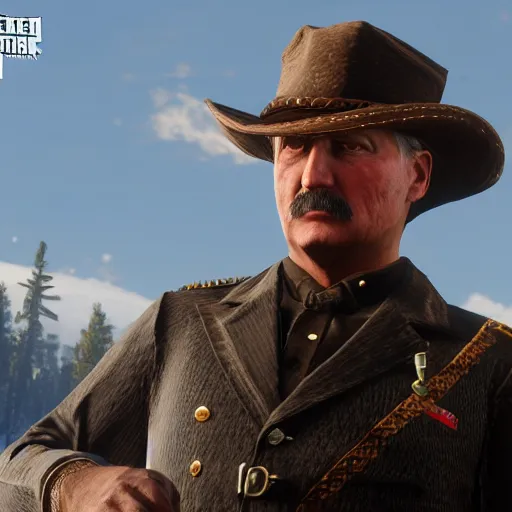 Prompt: Alexander Lukashenko in Red Dead Redemption 2