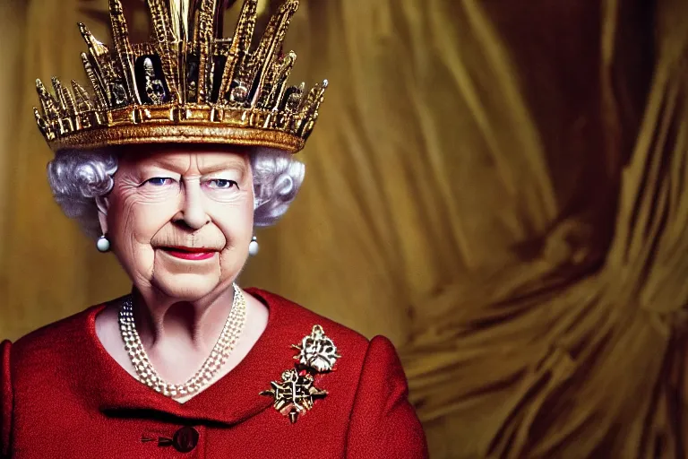 Image similar to closeup portrait of queen elizabeth as sauron, natural light, sharp, detailed face, magazine, press, photo, steve mccurry, david lazar, canon, nikon, focus