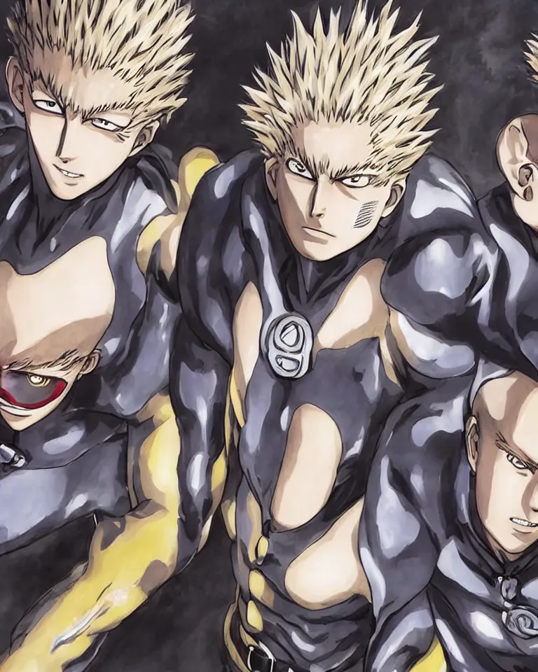 Image similar to hyper-realistic kakashit hatake + genos from one punch man