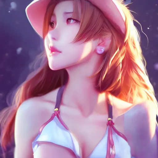 Image similar to face and body shot of aerith gainsborough by WLOP, rossdraws, Logan Cure, Mingchen Shen, BangkuART, sakimichan, yan gisuka, JeonSeok Lee, zeronis, Chengwei Pan on artstation