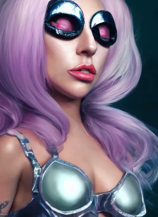 Image similar to lady gaga, from just dance, au naturel, hyper detailed, digital art, trending in artstation, cinematic lighting, studio quality, smooth render, unreal engine 5 rendered, league of legends, octane rendered, art style by klimt and nixeu and ian sprigger and wlop and krenz cushart