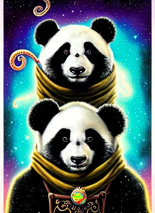 Prompt: cosmic lovecraft peasant panda portrait, pixar style, by tristan eaton stanley artgerm and tom bagshaw.