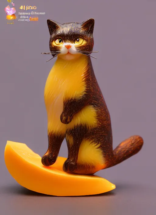 Image similar to 80mm resin detailed miniature of beautiful mango-cat, Product Introduction Photos, 4K, Full body