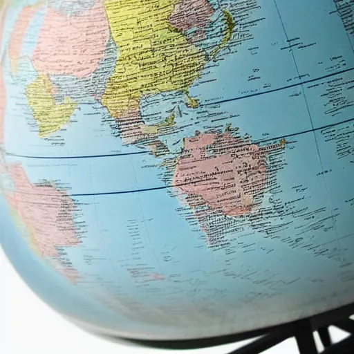 Image similar to close up high resolution photo of a globe on a table.