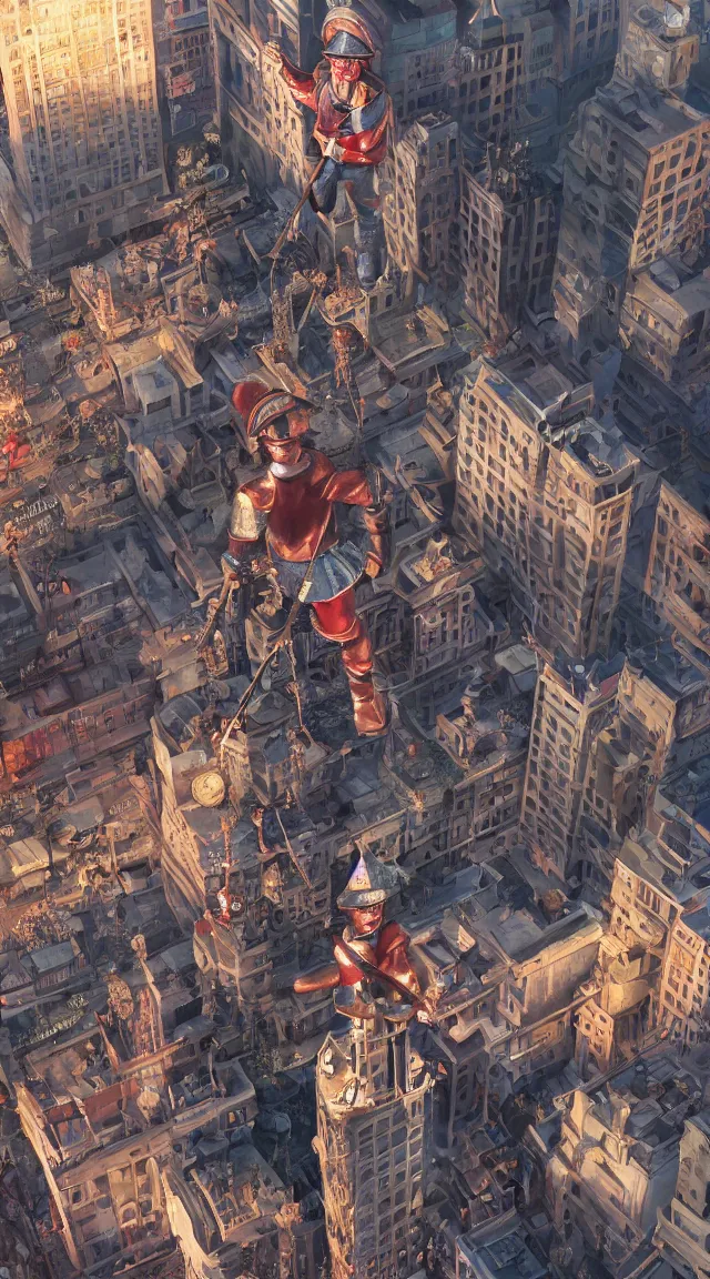 Image similar to hyperrealistic giant toy tin soldier in city, stunning, realistic, highly detailed attributes and atmosphere, dim volumetric cinematic lighting, 8 k octane extremely hyper - detailed render, post - processing, masterpiece,