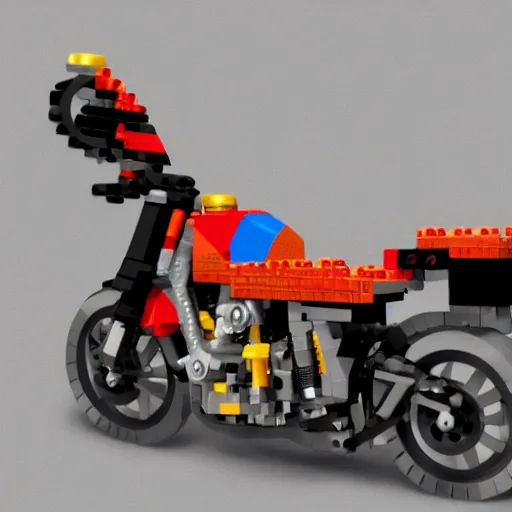 Image similar to motorcycle lego set, global illumination, photorealistic