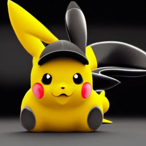 Image similar to hyper - realistic picture of pikachu, black and white, 4 k, cinematic, well - lit, very detailed