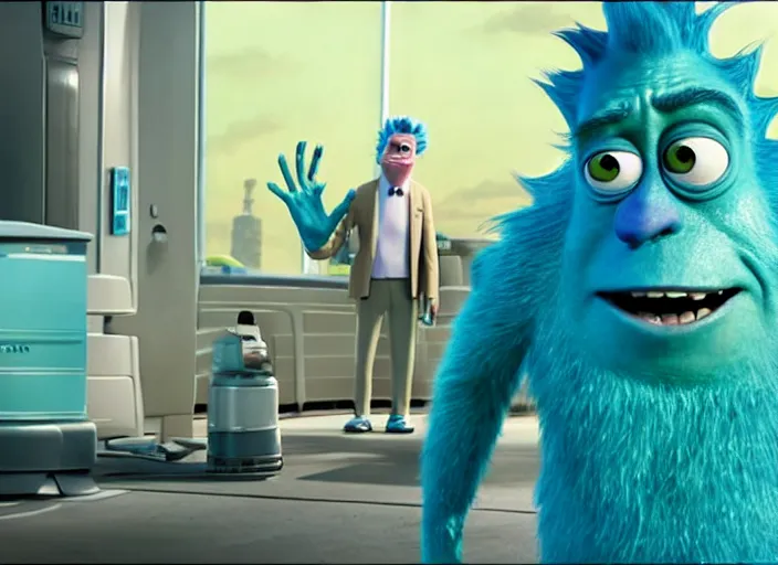 Prompt: film still of rick sanchez in the new scifi movie 4 k,,,,,,,,,,,,,,,,,,,,,,,,,,,,,,,,,,,,,,,,,,,,,,,, monsters inc