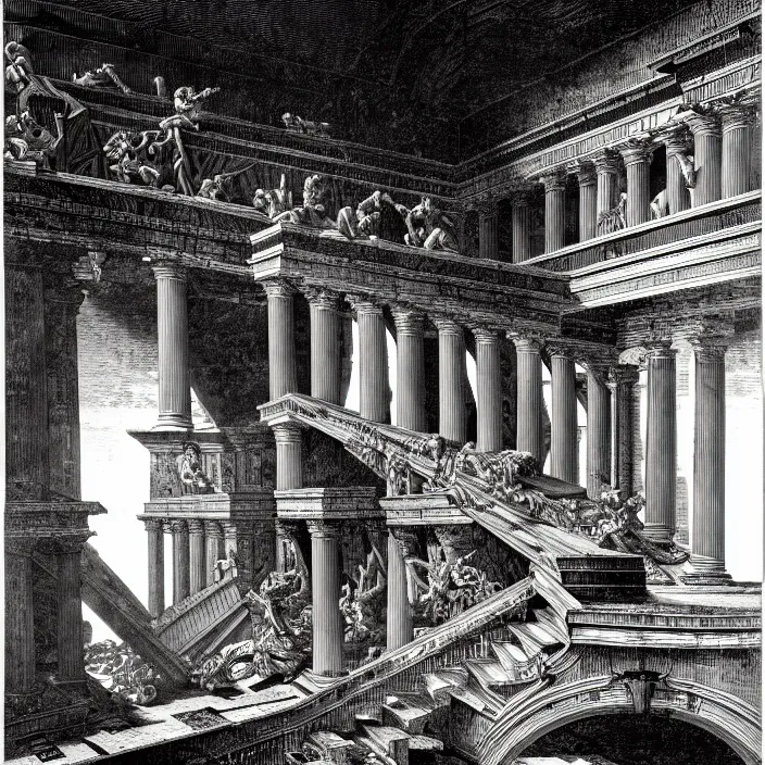 Image similar to piranesi's chamber, by piranesi and mc escher, intricate details, hd