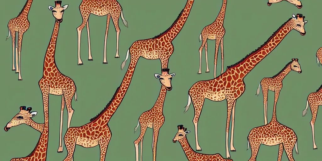 Image similar to giraffe army, illustration, cartoon