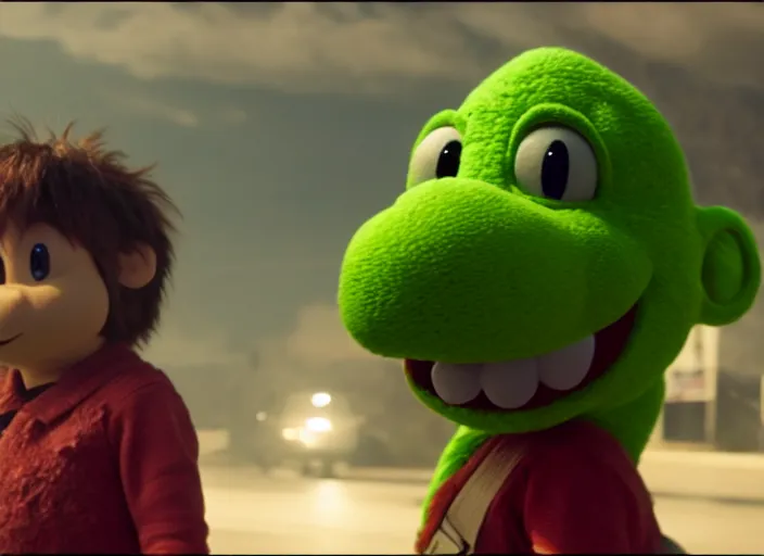 Image similar to film still of yoshi in the new sci - fi movie, 8 k