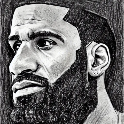 Image similar to a realistic yet scraggly portrait sketch of the side profile of a stern and sophisticated lebron james, trending on artstation, intricate details, in the style of frank auerbach, in the style of sergio aragones, in the style of martin ansin, in the style of david aja, in the style of mattias adolfsson