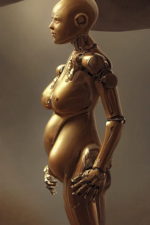 Prompt: robot pregnant with a human, natural lighting, ultra rendered extreme realism and detail, 8 k, highly detailed, realistic, hyper realistic, in the style of greg rutkowski, by artgerm, by gustave dore, by marco turini, photorealistim, sharp focus, majestic, artstation,
