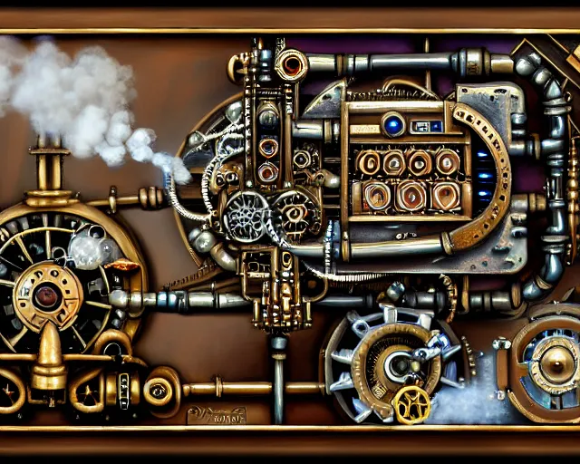 Image similar to steam punk mechanical computer, detailed painting