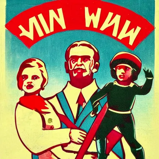 Image similar to man, woman, child, soviet propaganda style