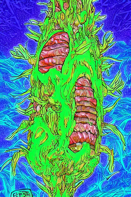 Image similar to creature sushi roots cactus elemental flush of force nature micro world fluo light deepdream illumination ray tracing hdr fanart arstation by sung choi and eric pfeiffer and gabriel garza and casper konefal