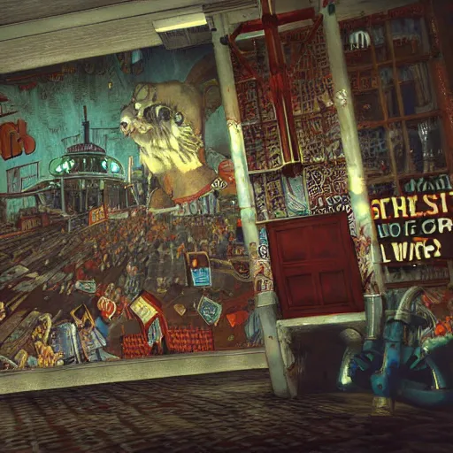 Prompt: where's waldo mural in bioshock