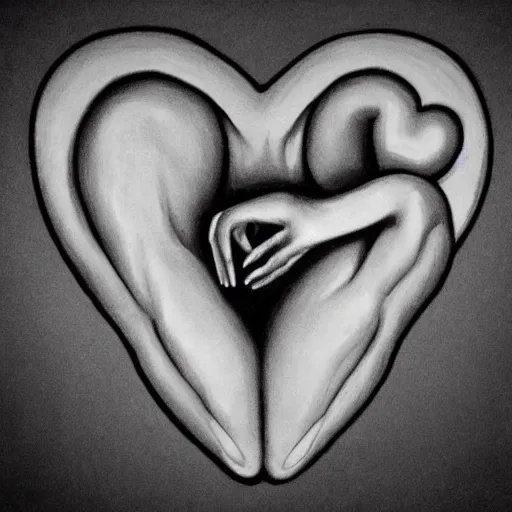 Prompt: human torso missing a heart, hole where the heart should be, creepy twisty art