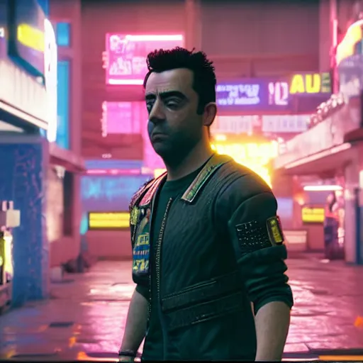 Image similar to still of xavi hernandez in cyberpunk 2 0 7 7