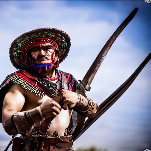 Prompt: photo of mexican warrior, 4 k