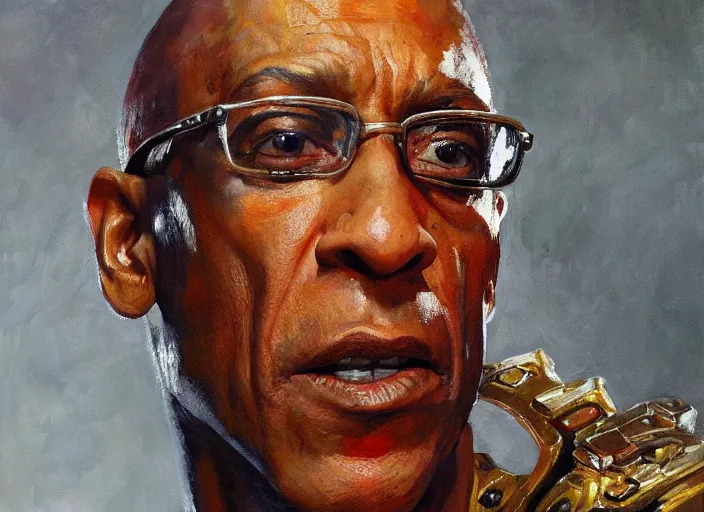 Image similar to a highly detailed beautiful portrait of gus fring as kratos, by gregory manchess, james gurney, james jean