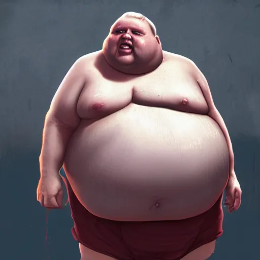 Image similar to morbidly obese man, trending on artstation, wlop, high detail