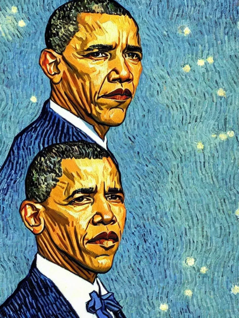 Image similar to Barak Obama portrait by Van Gogh