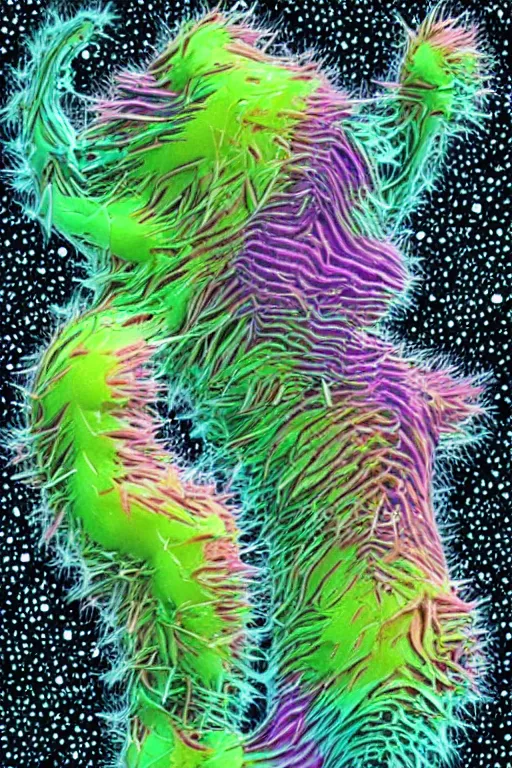 Image similar to creature sushi roots cactus elemental flush of force nature micro world fluo light deepdream