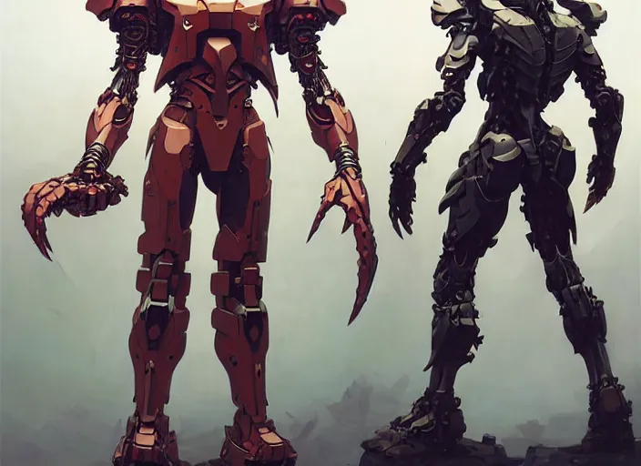 Image similar to character design game art digital 2 d man viking evangelion cyborg armor by gaston bussiere, anna nikonova aka newmilky, greg rutkowski, yoji shinkawa, yoshitaka amano, tsutomu nihei, muira, moebius, donato giancola, trending on artstation, featured on pixiv