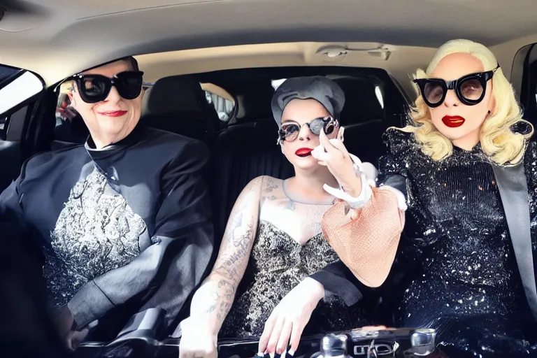 Image similar to lady gaga and judy garland carpool karaoke