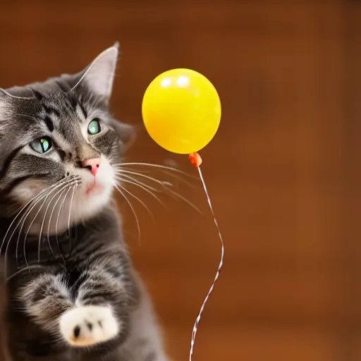 Image similar to picture of a cat trying to catch a balloon