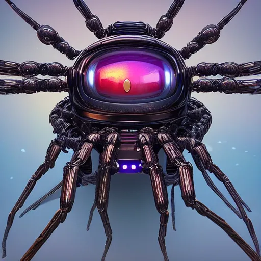 Prompt: Space spider android, high quality,high resolution, 4k, trending on Artstation, surreal