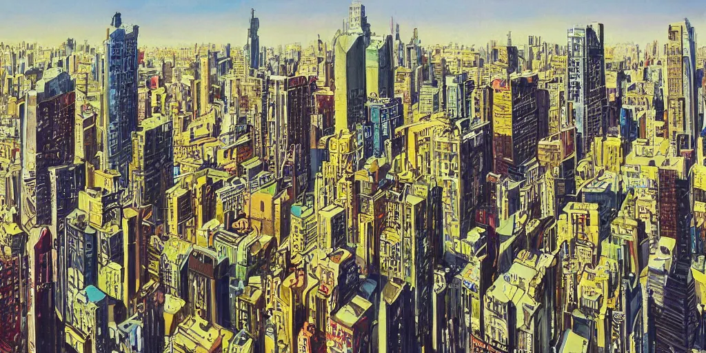 Image similar to stunning painting of a modern city landscape by brian k. vaughan