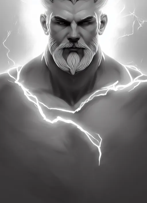 Prompt: the god zeus, lightning, portrait, sharp focus, digital art, concept art, dynamic lighting, subsurface scattering, photoreal, trending on artstation, by emylie boivin 2. 0, rossdraws 1. 0