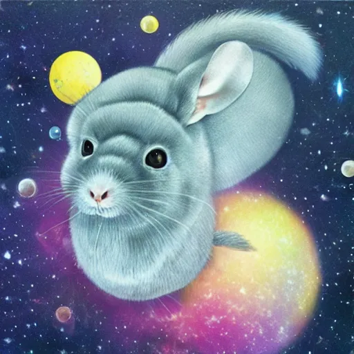 Image similar to chinchilla floating in galaxy