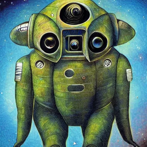 Prompt: the alien cosmic psychedelic tardigrade that awaits you at the end of all of space and time, by enki bilal