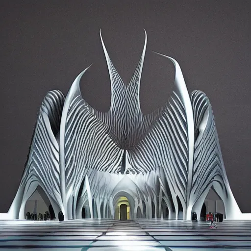 Prompt: mosque by zaha hadid fantasy world