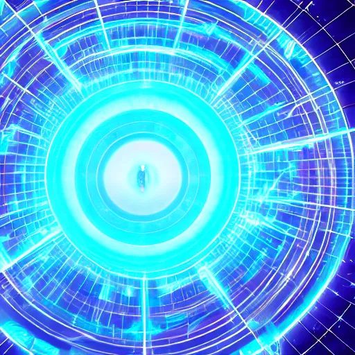 Prompt: blue circle of energy, cgi, sci - fi, hologram