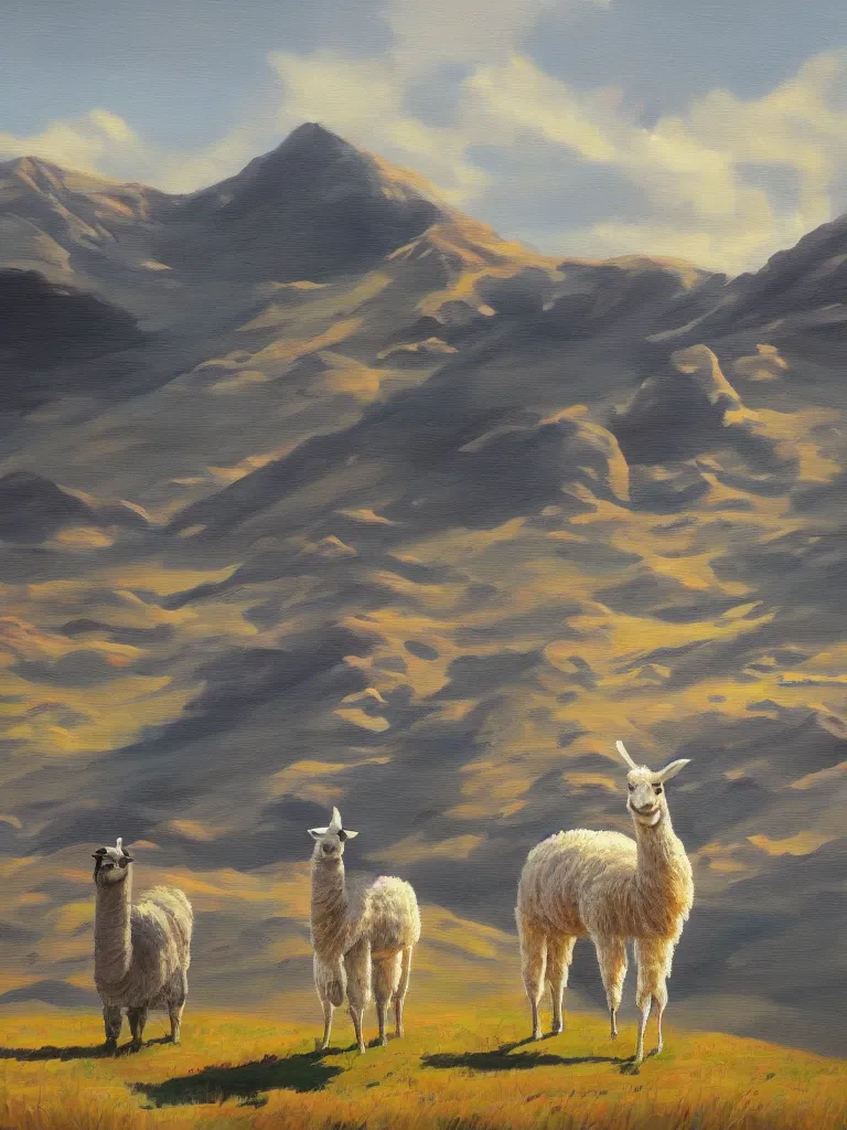 Image similar to bored llama acrylic landscape artstation