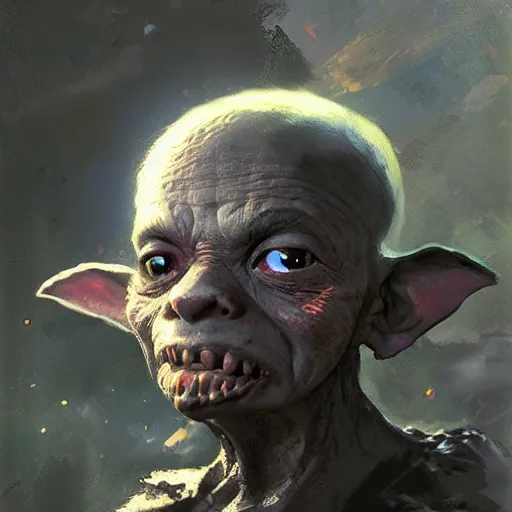 Prompt: portrait of a goblin with a clouded eye, rpg illustration by craig mullins