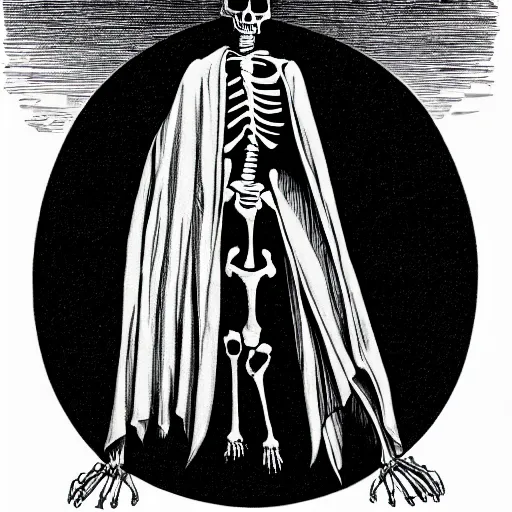 Image similar to a skeleton in a cloak made of shadows