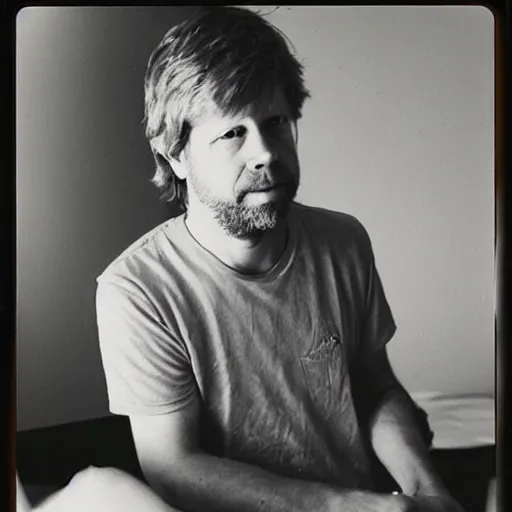 Image similar to Guido van Rossum in his 30s, working on the Python programming language, Polaroid photo