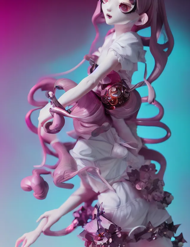 Image similar to james jean, ilya kuvshinov isolated magical girl vinyl figure, figure photography, glitter accents on figure, holographic undertones, anime stylized, high detail, ethereal lighting, rim light, expert light effects on figure, sharp focus, dramatic composition and glowing effects unreal engine, octane, editorial awarded character design