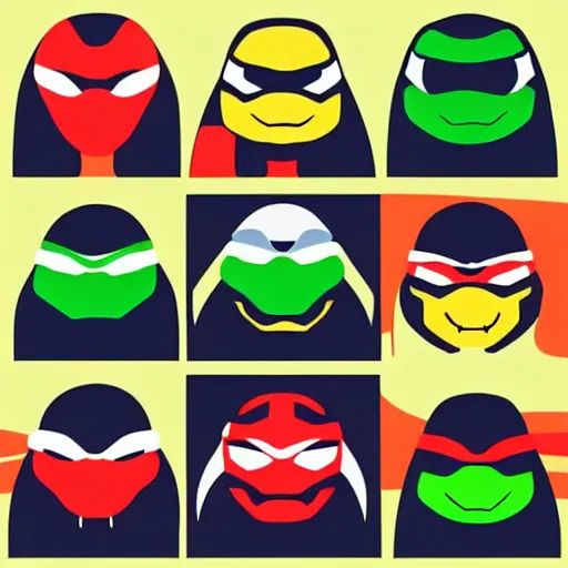 Prompt: face icon vector minimalist teenage mutant ninja turtles by artstation loftis cory fanart bechdel alison and davison craig